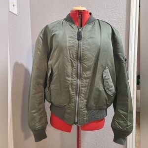 Alpha Industries Green Flyer's Man Intermediate MA-1 Jacket Made In USA
